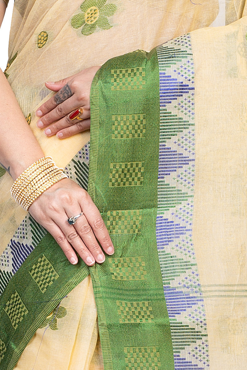 Green Pure Cotton Palasful Tant Saree (896)